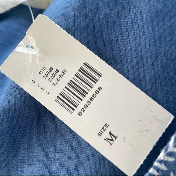 Anthropologie Forever That Girl Blue Floral Embroidered Smocked Top Medium NWT - Picture 5 of 8